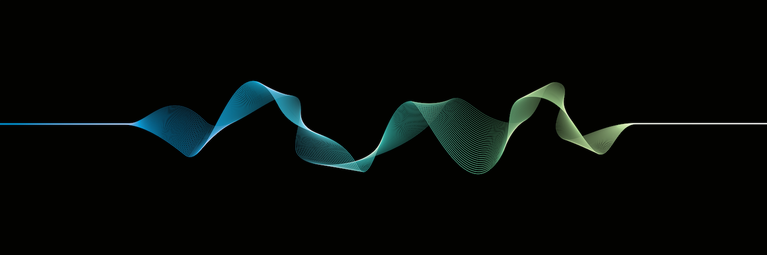 Voice command waves connecting to a smart home hub - Alexa, Google, Siri